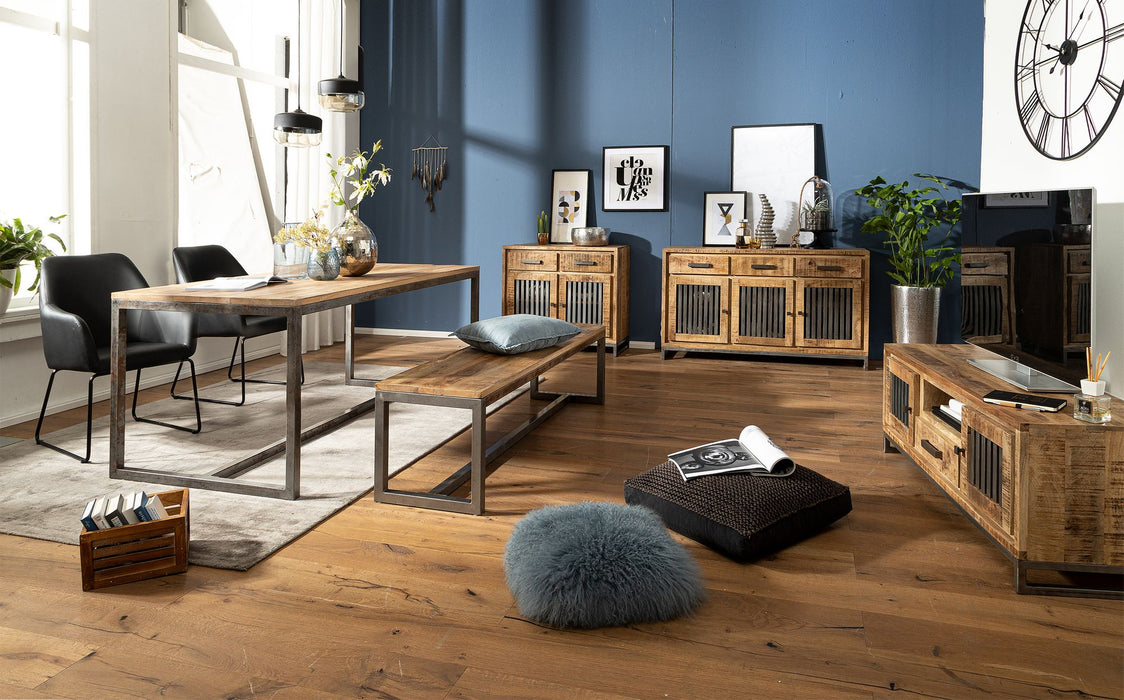 Esszimmertisch 120x77x60 cm Mango Massivholz / Metall Vintage Esstisch | Küchentisch Massiv Klein | Holztisch Esszimmer | Kleiner Speisetisch Holz - Industrieelinhuis.nl