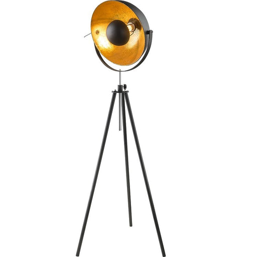 Vloerlamp / Driepoot - Studiolamp Industrieel Design | Zwart met Goud | 179cm - Industrieelinhuis.nl