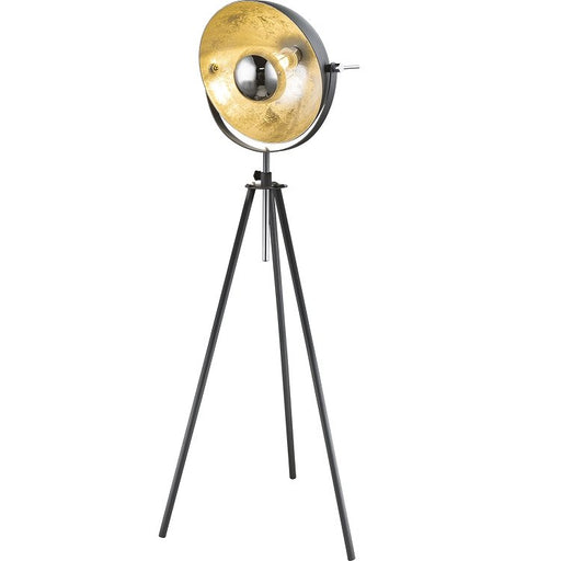 Vloerlamp / Driepoot - Studiolamp Industrieel Design | Zwart met Goud | 179cm - Industrieelinhuis.nl