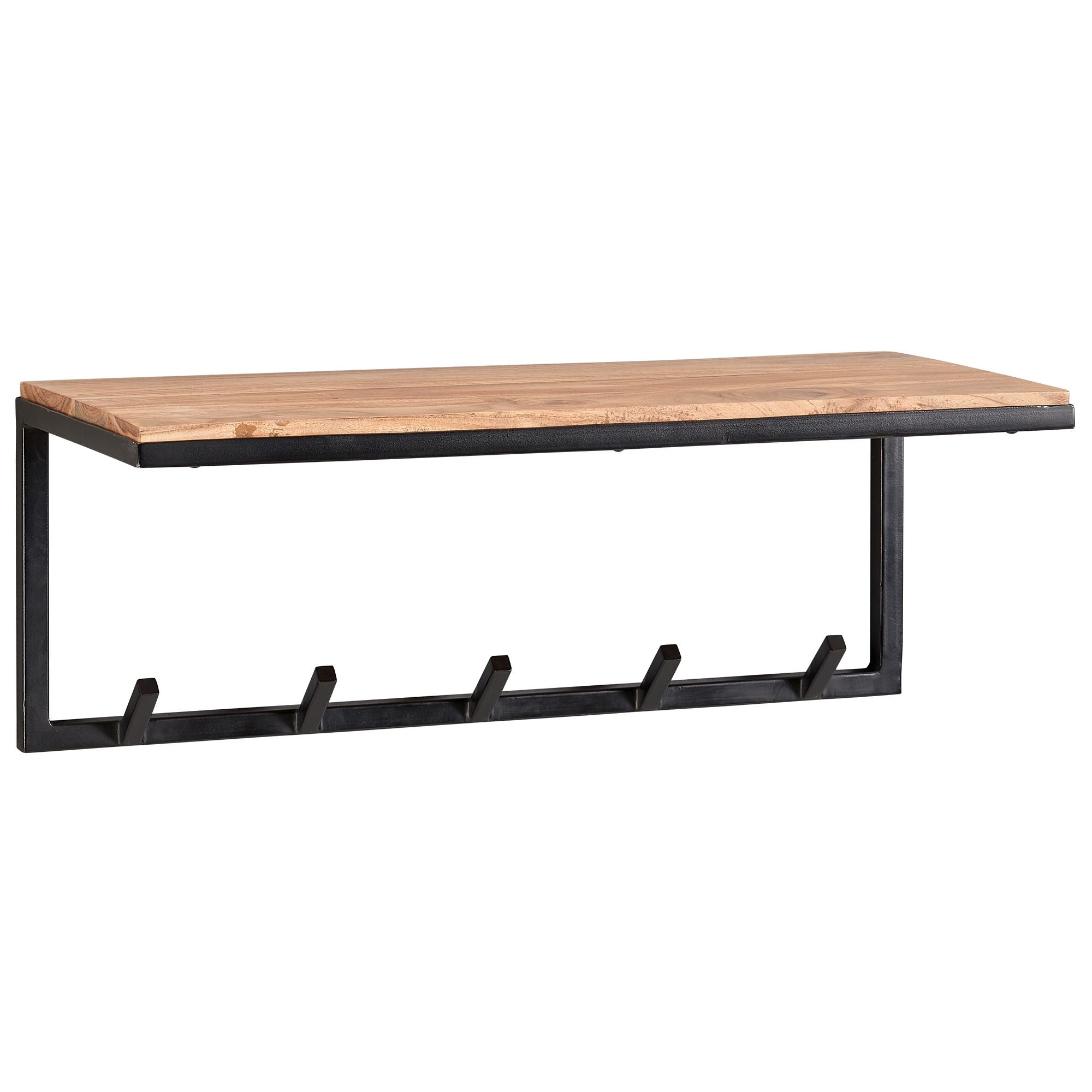 Wandkapstok hout metaal 70 cm kledingkast met plank hal haakstang