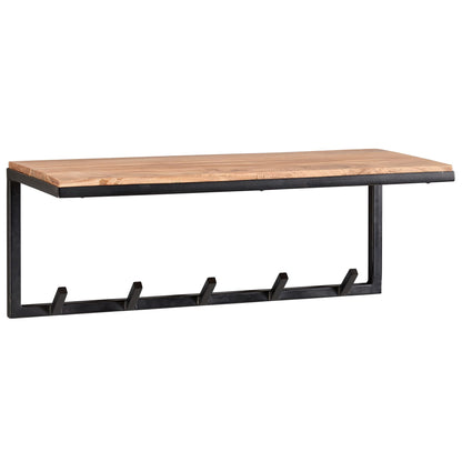 Wandkapstok hout metaal 70 cm kledingkast met plank hal haakstang