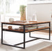 Couchtisch 100x60x45 cm Massivholz Metall Sofatisch Wohnzimmertisch Akazie | Stubentisch Industrial mit Stauraum | Holztisch Kaffeetisch Massiv - Industrieelinhuis.nl