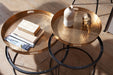 Beistelltisch 2er Set Gold / Schwarz Metall Hammerschlag Satztisch Rund | Couchtisch abnehmbares Tablett | Tabletttisch Sofa 2 teilig Modern | Runder Sofatisch - Industrieelinhuis.nl