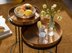 Beistelltisch 2er Set Gold / Schwarz Metall Hammerschlag Satztisch Rund | Couchtisch abnehmbares Tablett | Tabletttisch Sofa 2 teilig Modern | Runder Sofatisch - Industrieelinhuis.nl