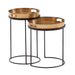 Beistelltisch 2er Set Gold / Schwarz Metall Hammerschlag Satztisch Rund | Couchtisch abnehmbares Tablett | Tabletttisch Sofa 2 teilig Modern | Runder Sofatisch - Industrieelinhuis.nl