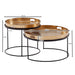Couchtisch 2er Set Gold / Schwarz Metall Hammerschlag Satztisch Rund | Sofatisch abnehmbares Tablett | Tabletttisch Sofa 2 teilig Modern | Runder Beistelltisch - Industrieelinhuis.nl