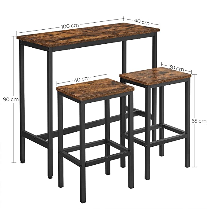 Bartafel set met krukken (2) industrieel | Houtlook en Staal - Industrieelinhuis.nl