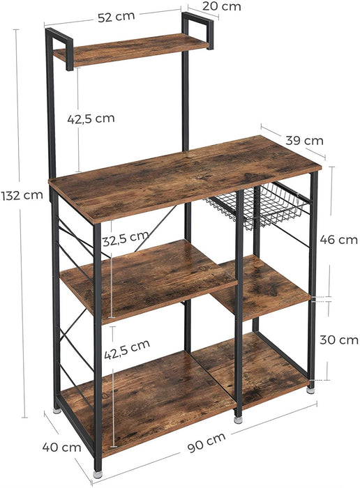 Opbergrek keuken Industrieel Design | Houtlook en Staal | 90x40x132cm - Industrieelinhuis.nl