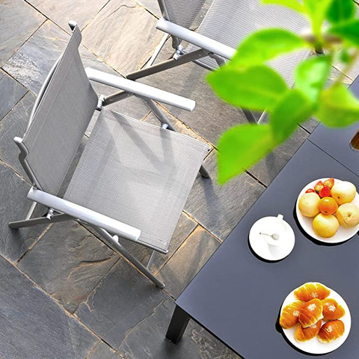 Tuinstoelen, set van 4, klapstoelen, buitenstoelen met stevig aluminium frame, rugleuning in 8 standen verstelbaar, belastbaar tot 150 kg - Industrieelinhuis.nl