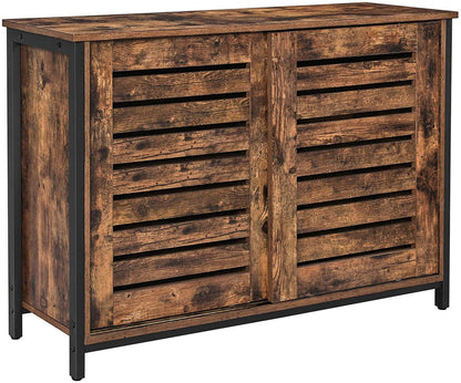 Laag kastje met deurtjes industrieel | Houtlook en Staal | 100x35x70cm