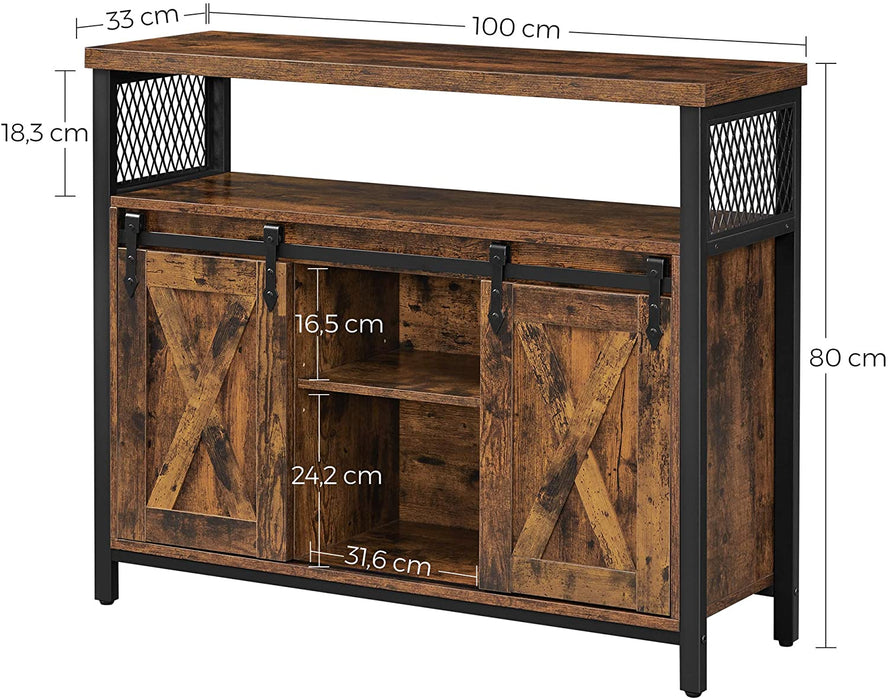 Compact kastje Industrieel Design | Houtlook en Staal | 100x33x80cm - Industrieelinhuis.nl