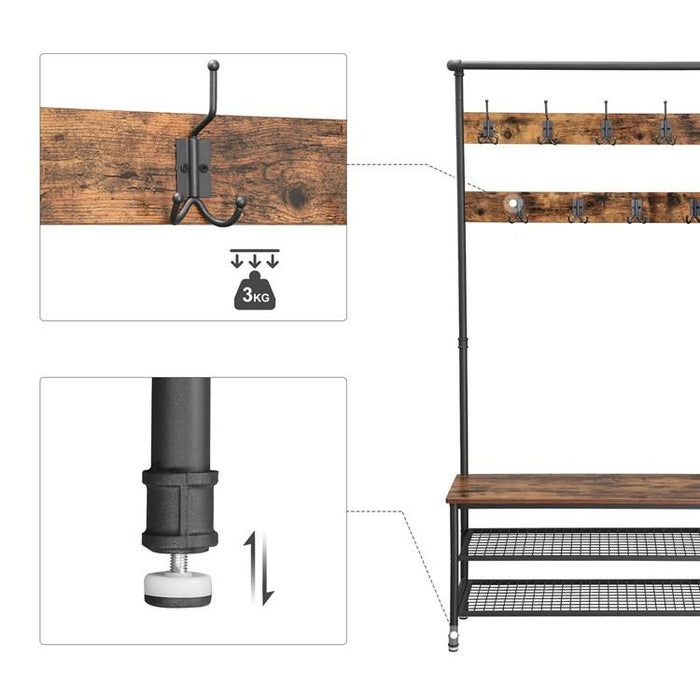 Garderoberek XL Industrieel Design | Houtlook en Staal | 100x39x183cm - Industrieelinhuis.nl