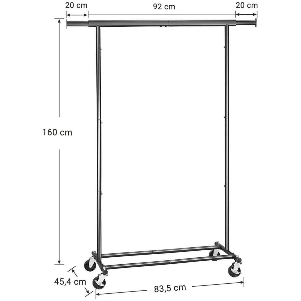 Garderoberek / Kledingrek op wielen Industrieel Design | Houtlook en Staal | 132x46x160cm - Industrieelinhuis.nl