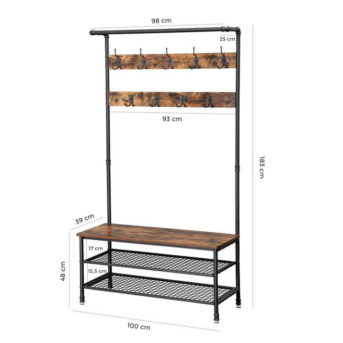 Garderoberek XL Industrieel Design | Houtlook en Staal | 100x39x183cm - Industrieelinhuis.nl