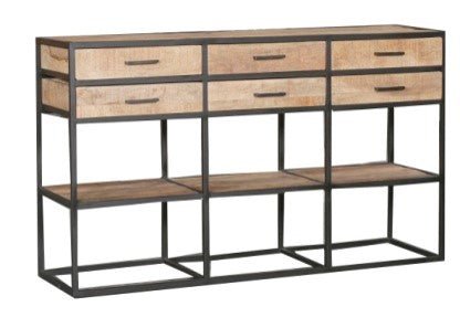 Dressoir Denver 160 cm | Mangohout en metaal - Industrieelinhuis.nl