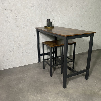 Bartafel met krukken (2) industrieel | Bartafel set