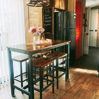 Bartafel met krukken (2) industrieel | Bartafel set