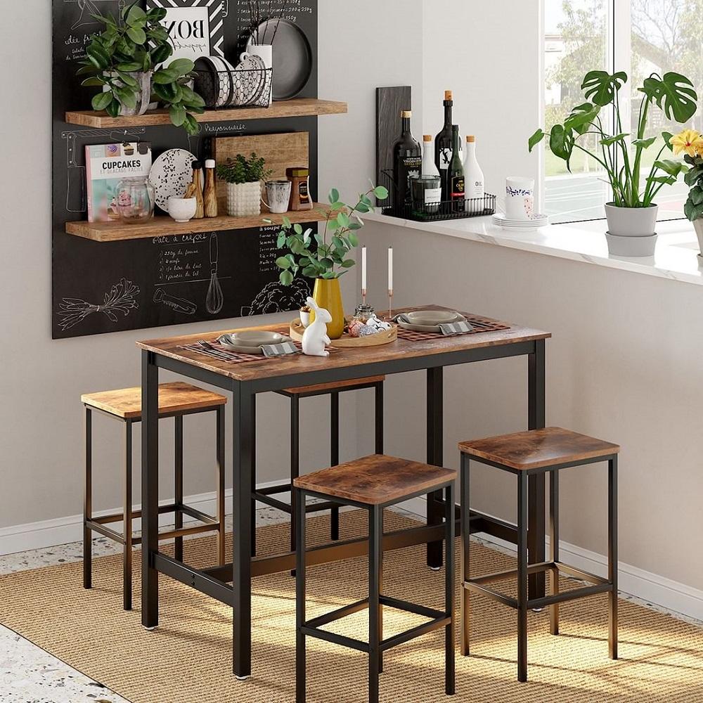 Bartafel met krukken (2) industrieel | Bartafel set