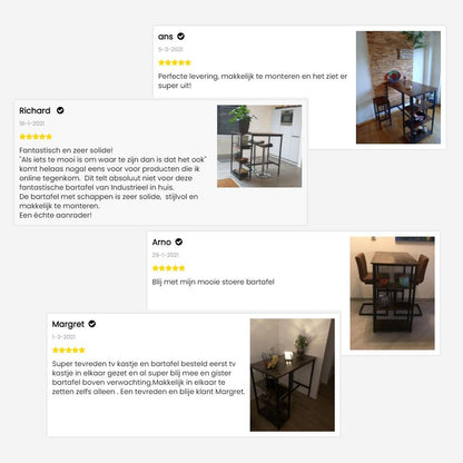 Bartafel met opbergruimte industrieel | Houtlook en Staal | 109x60x100cm