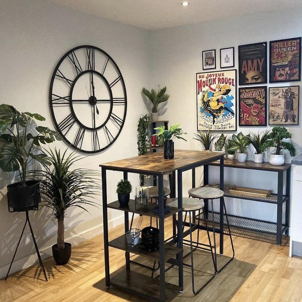 Bartafel met opbergruimte industrieel | Houtlook en Staal | 109x60x100cm