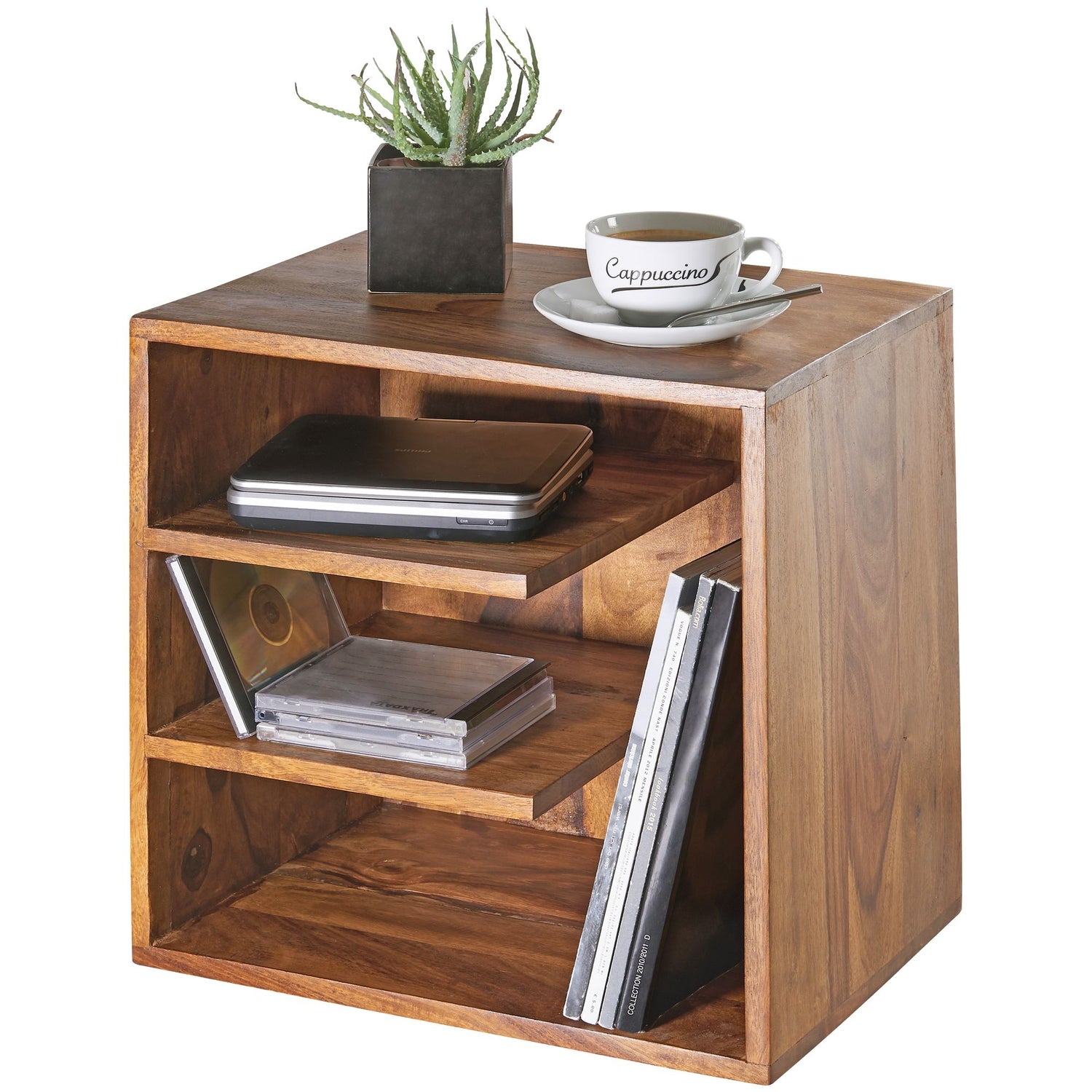 Bijzettafel 43x43x30 cm woonkamertafel massief houten nachtkastje