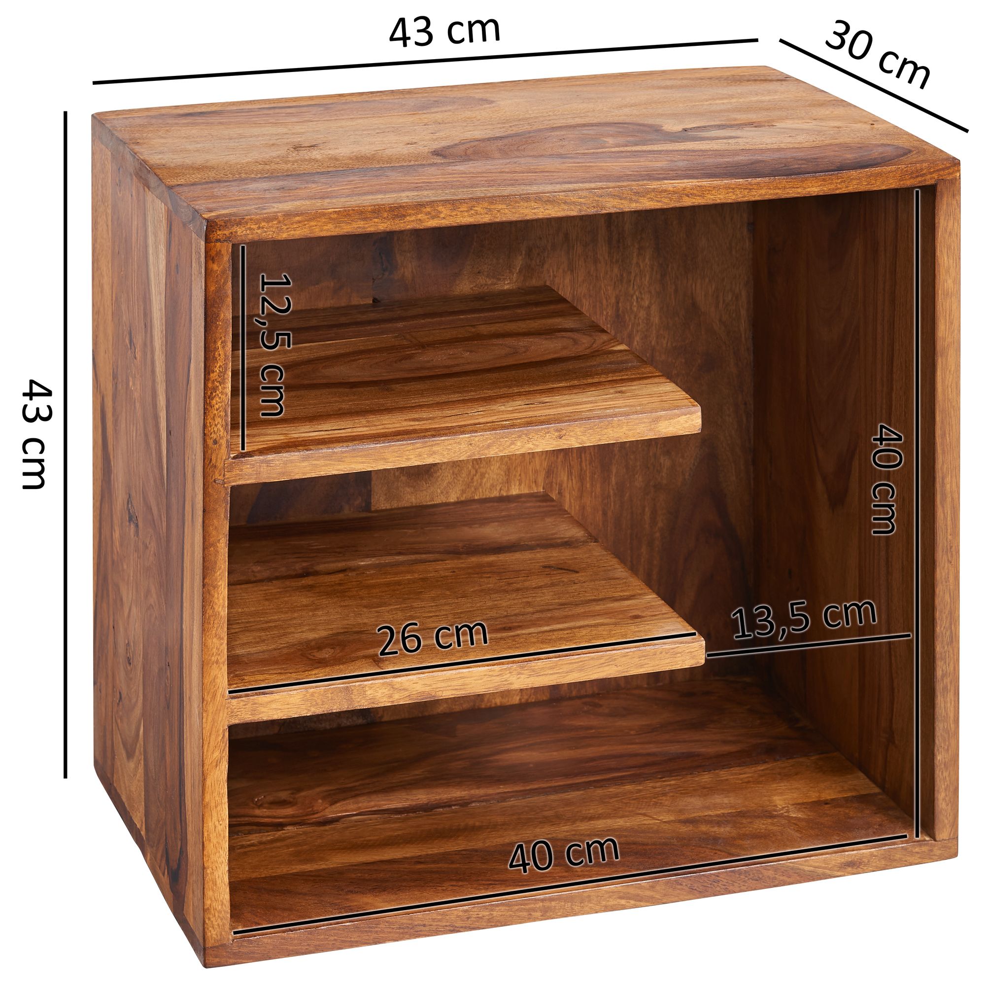Bijzettafel 43x43x30 cm woonkamertafel massief houten nachtkastje