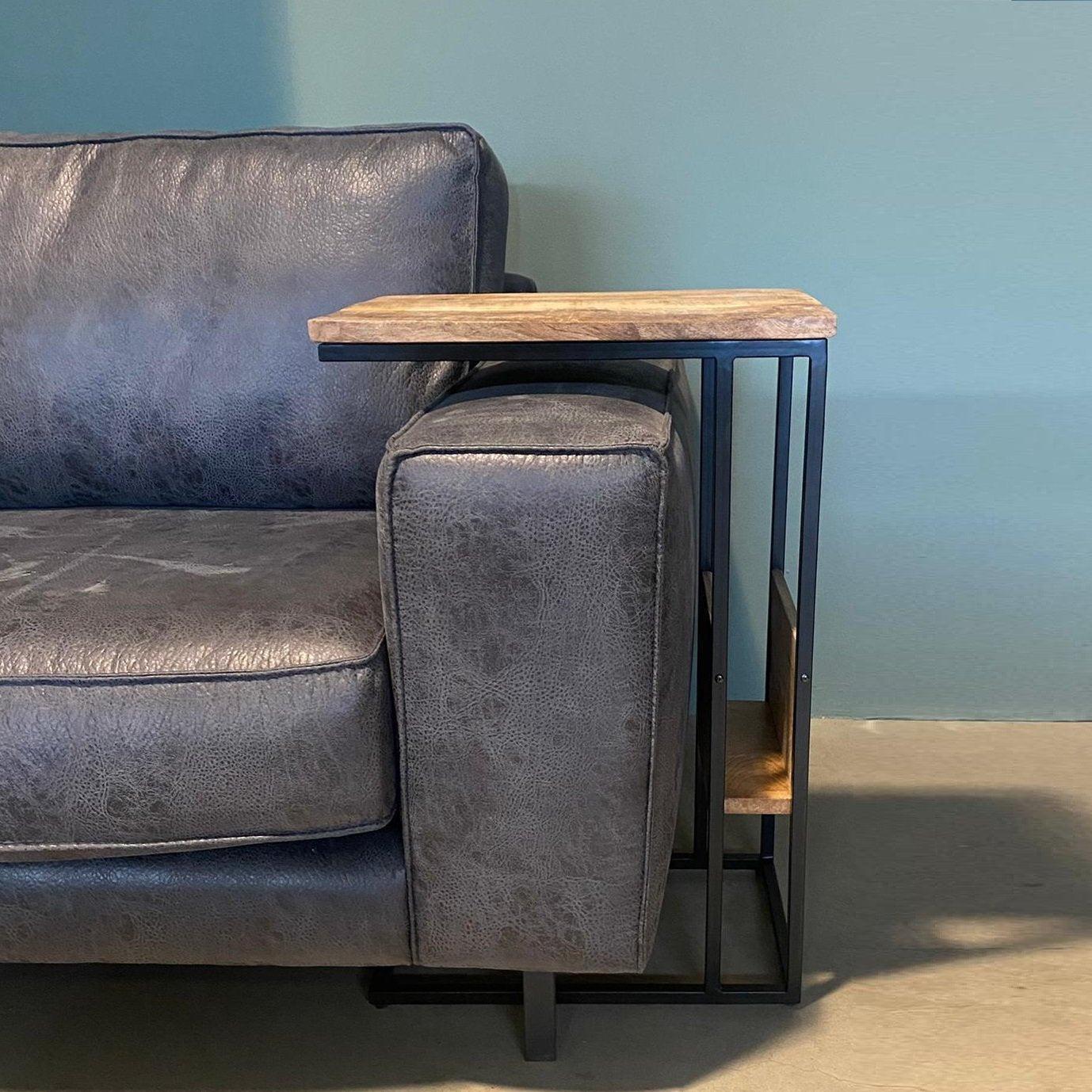 Bijzettafel Britt voor over de bank | Mangohout en Staal | 45x29x69cm