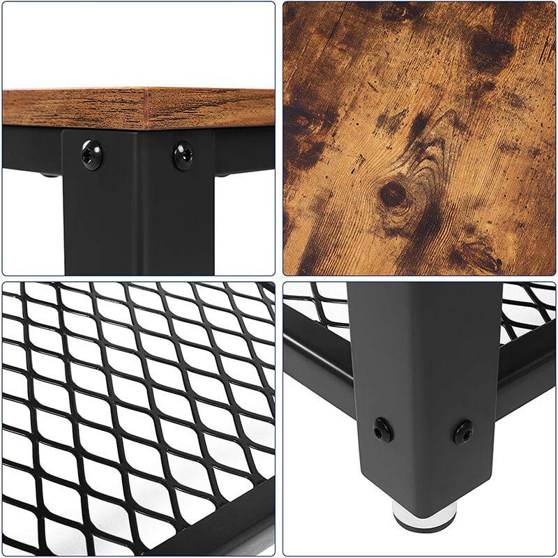 Bijzettafel Industrieel vierkant | Houtlook en Staal | 40.2x40.2x45cm