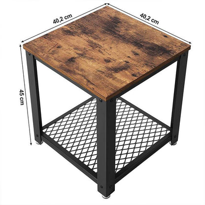 Bijzettafel Industrieel vierkant | Houtlook en Staal | 40.2x40.2x45cm