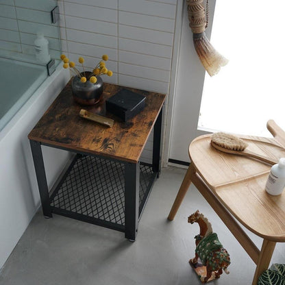 Bijzettafel Industrieel vierkant | Houtlook en Staal | 40.2x40.2x45cm