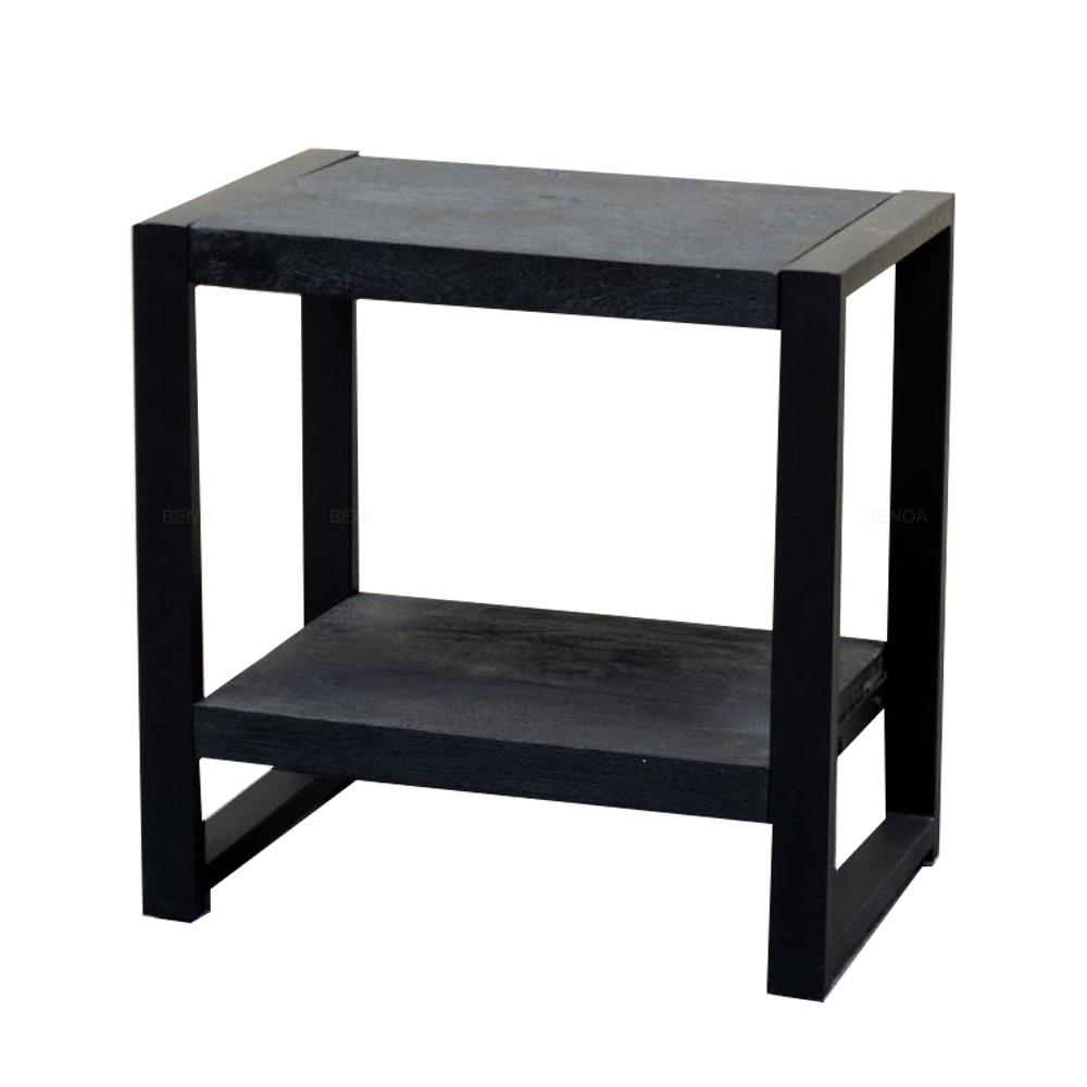Bijzettafel Zwart | Zwart Mangohout en Staal | 60x40x60