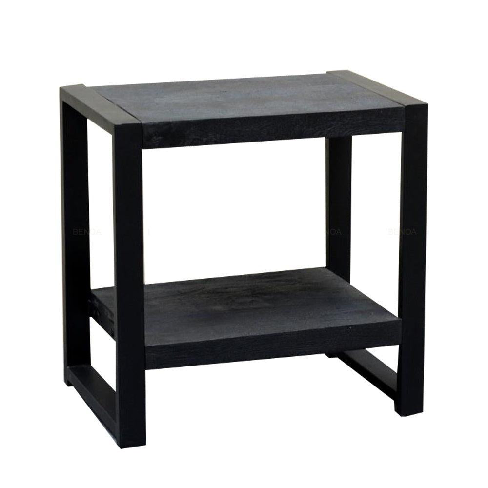 Bijzettafel Zwart | Zwart Mangohout en Staal | 60x40x60