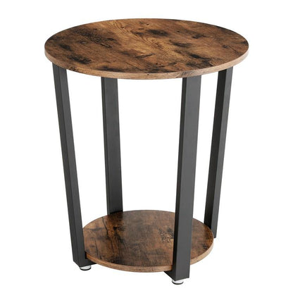 Bijzettafel rond Industrieel Design | Houtlook en Staal | 50x57cm