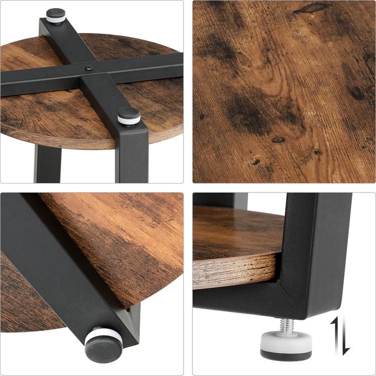Bijzettafel rond Industrieel Design | Houtlook en Staal | 50x57cm