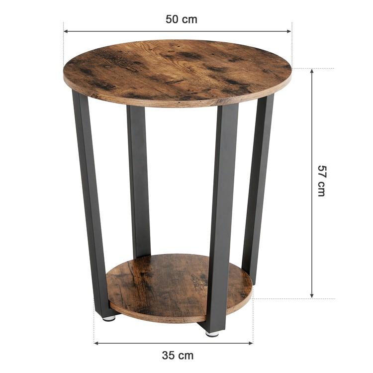 Bijzettafel rond Industrieel Design | Houtlook en Staal | 50x57cm