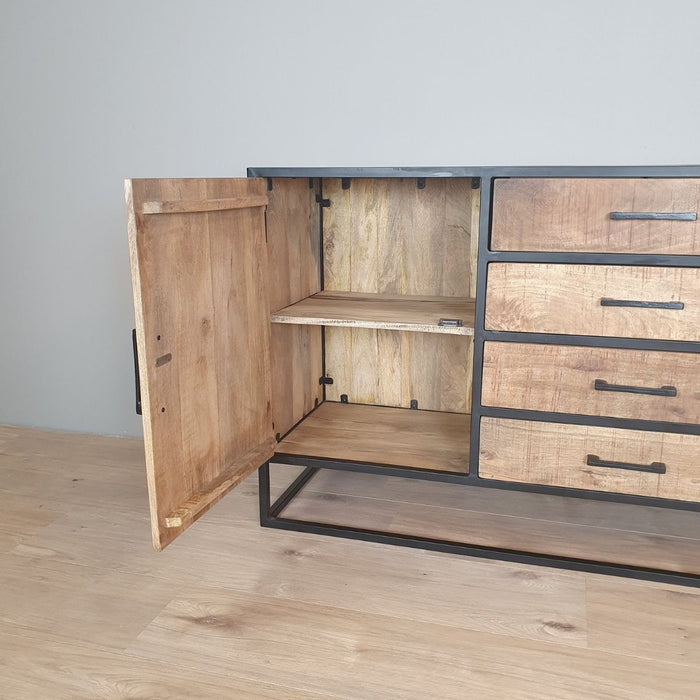 Dressoir Denver | Mangohout en staal | 165 cm - Industrieelinhuis.nl