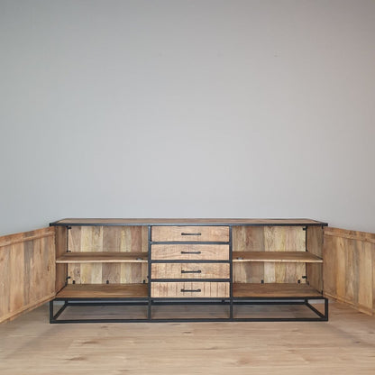 Dressoir Denver | Mangohout en staal | 210 cm - Industrieelinhuis.nl