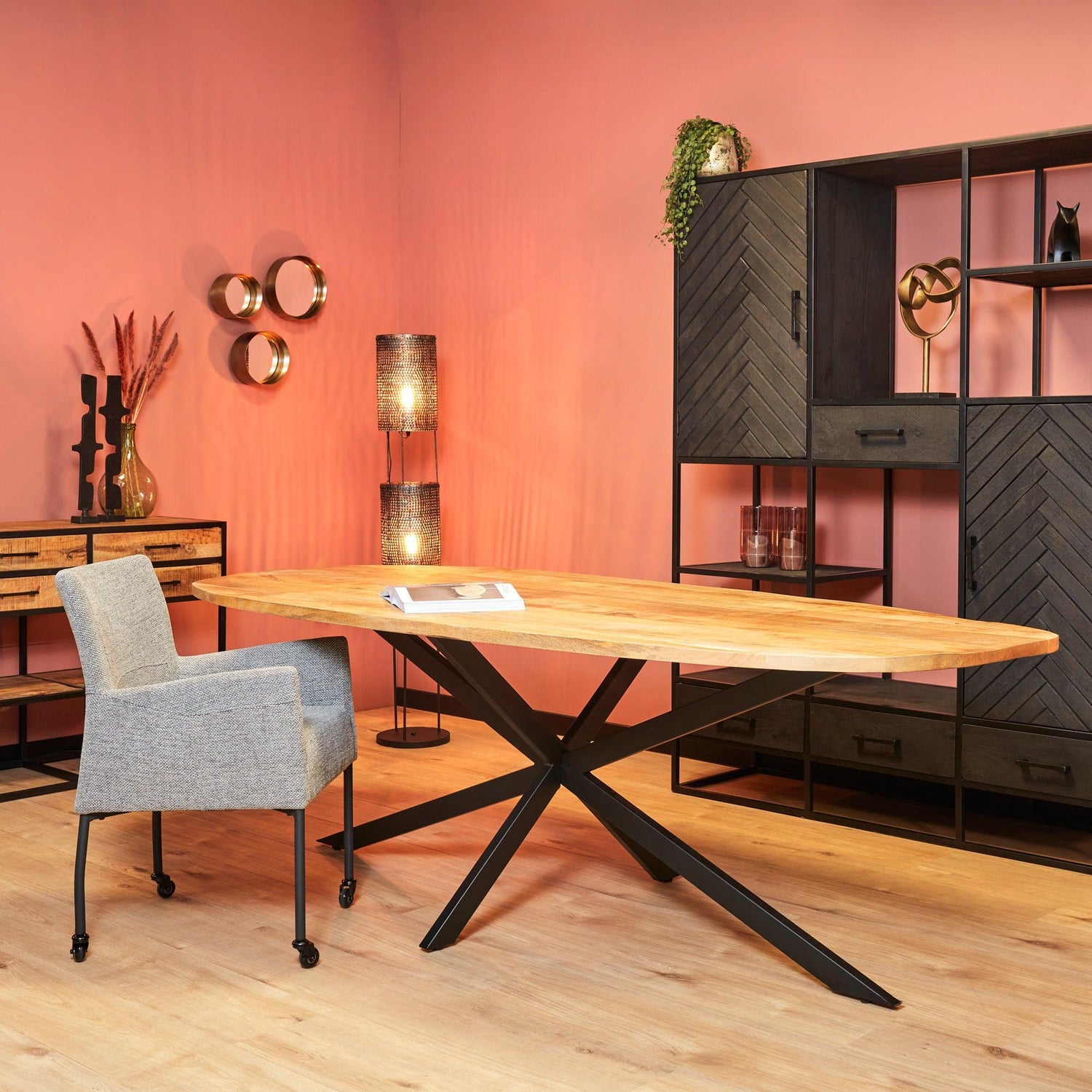 Eettafel Deen ovaal Elegance | Mangohout Staal | 240x110 cm