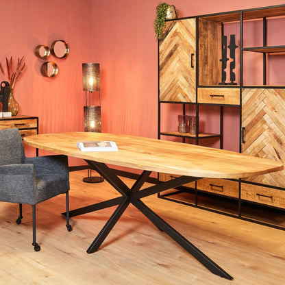 Eettafel Deen ovaal Elegance | Mangohout Staal | 240x110 cm