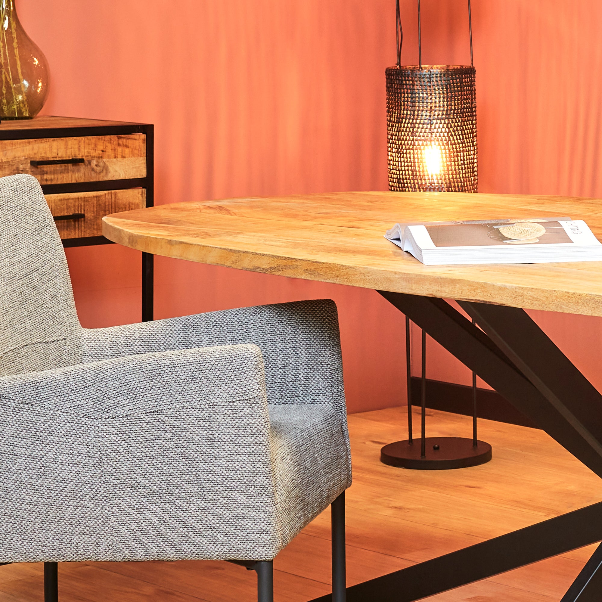 Eettafel Deens ovaal Elegance | Mangohout Staal | 200x100 cm