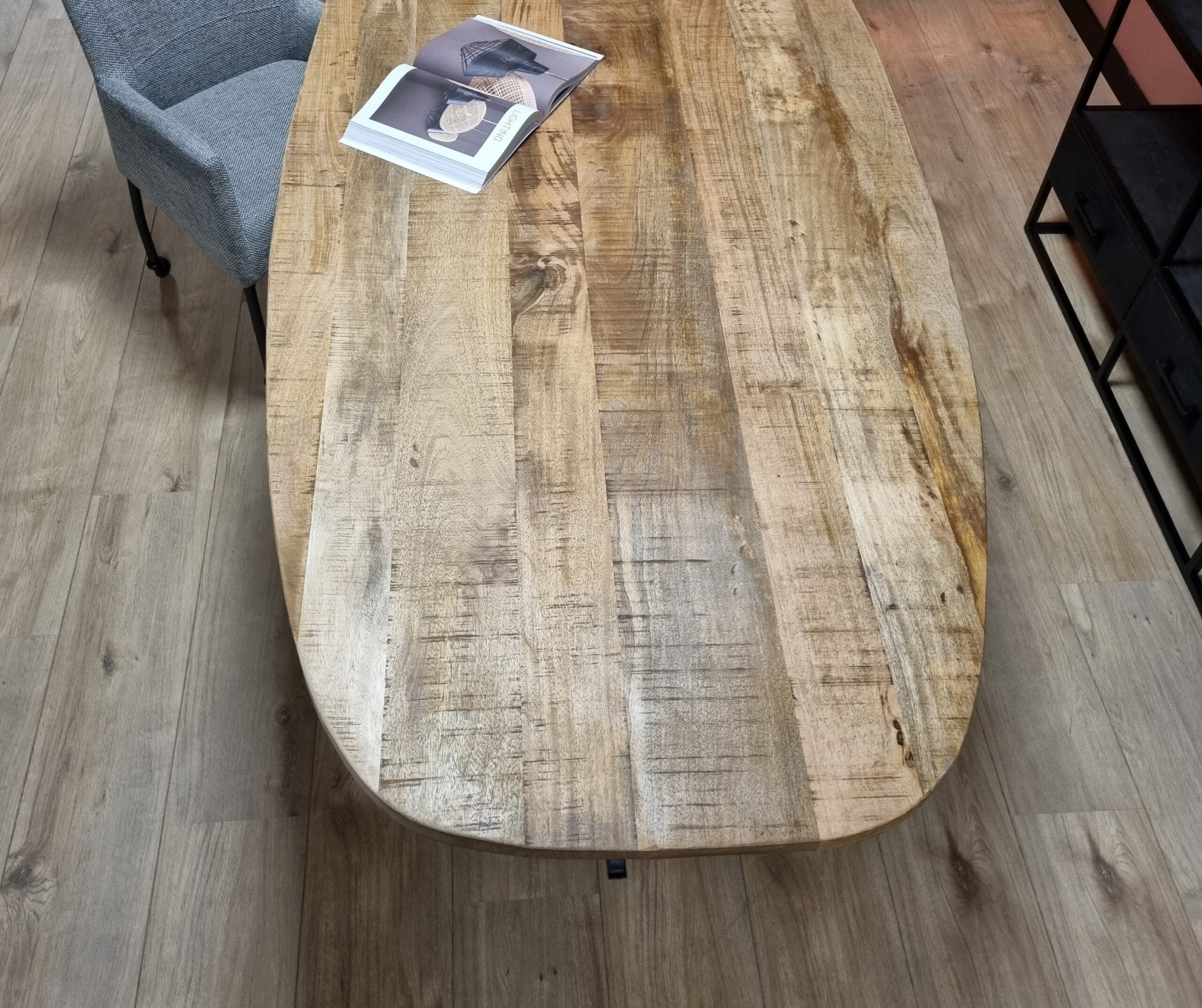 Eettafel Deens ovaal Elegance | Mangohout Staal | 200x100 cm