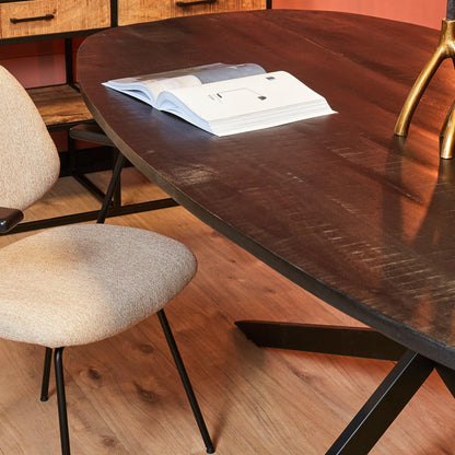 Eettafel Deens ovaal Zwart Elegance | Mangohout Staal | 240x110 cm