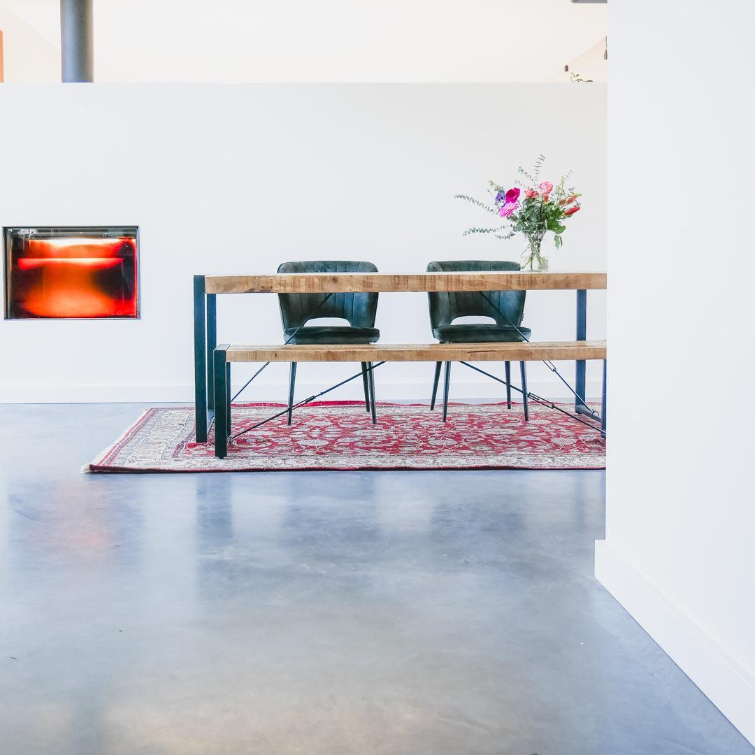 Eettafel bank industrieel | Mangohout en Staal | 100-120-140-160-180cm