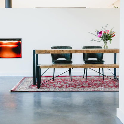 Eettafel bank industrieel | Mangohout en Staal | 100-120-140-160-180cm