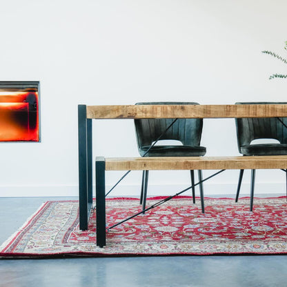 Eettafel bank industrieel | Mangohout en Staal | 100-120-140-160-180cm