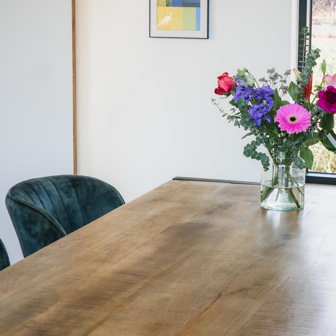 Eettafel industrieel 140 cm | Mangohout en Staal | 140x80x76cm