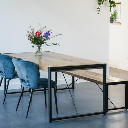 Eettafel industrieel 140 cm | Mangohout en Staal | 140x80x76cm