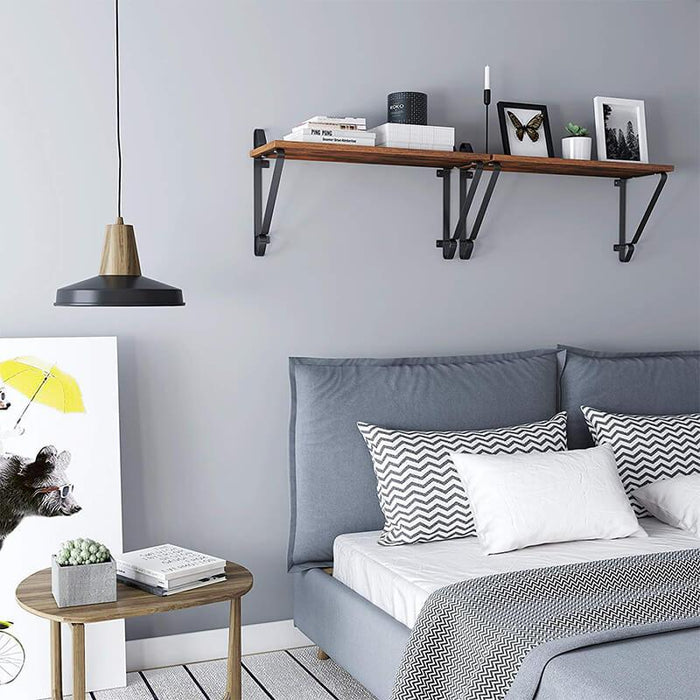 Set van 2 wandschappen Industrieel Design | Houtlook en Staal | 60x20x33cm - Industrieelinhuis.nl
