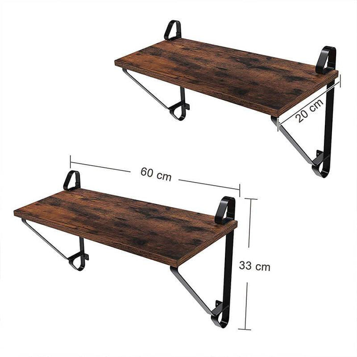 Set van 2 wandschappen Industrieel Design | Houtlook en Staal | 60x20x33cm - Industrieelinhuis.nl
