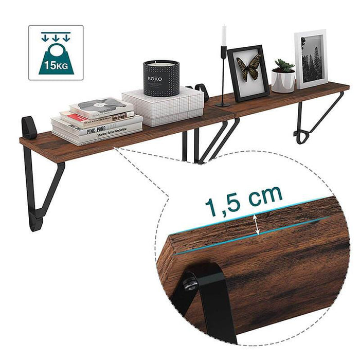 Set van 2 wandschappen Industrieel Design | Houtlook en Staal | 60x20x33cm - Industrieelinhuis.nl